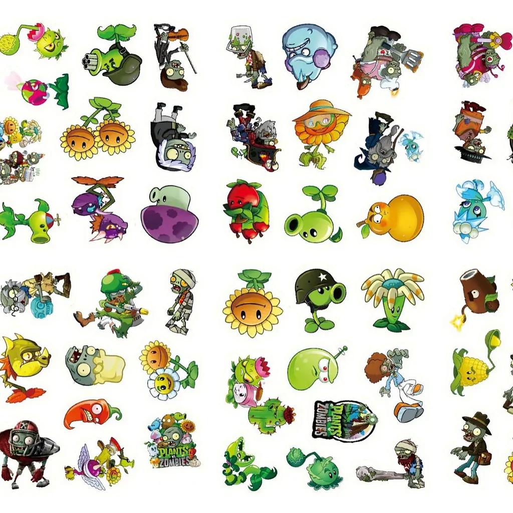 Стикерпак Зомбі проти Рослин набір наклейок GeekLand Plants vs. Zombies 60 штук - фото 3