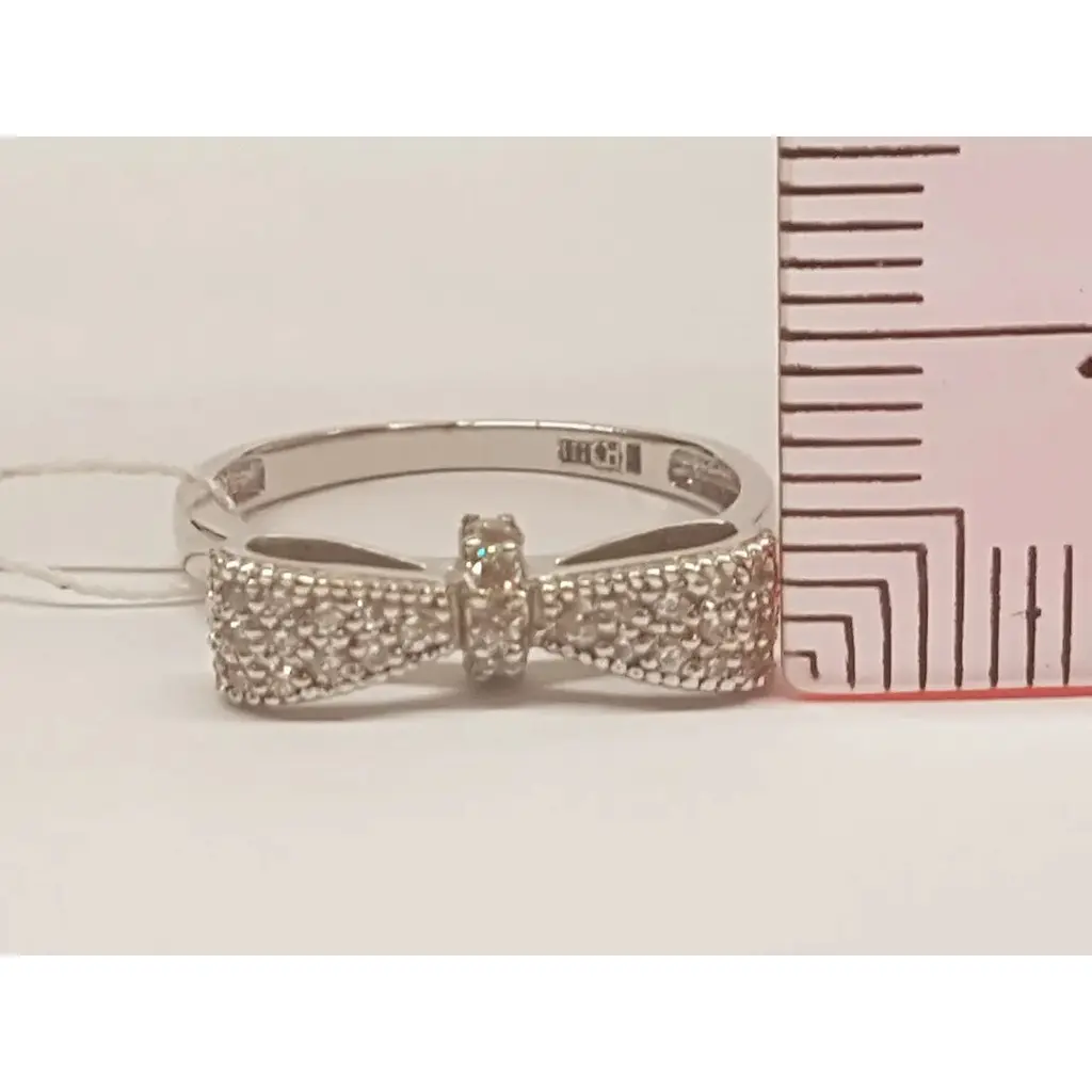 Золоте кільце Харківська ювелірна фабрика Бантик з фіанітами. 700181-бел 17 - фото 5