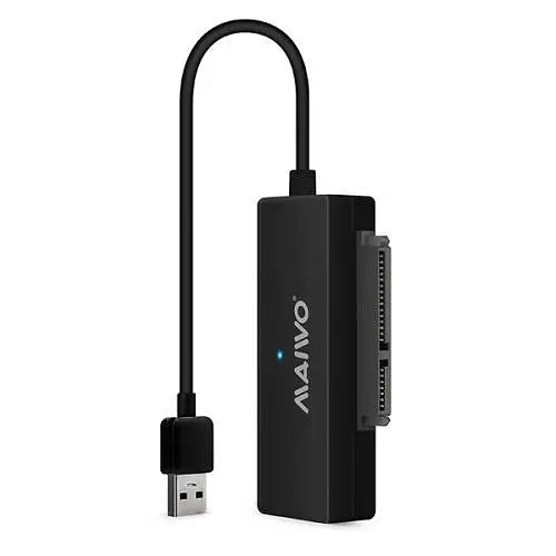Адаптер USB Maiwo K10435A, чорний, USB 3.0 - SATA, 50 см, блок живлення (12V/2A) у комплекті