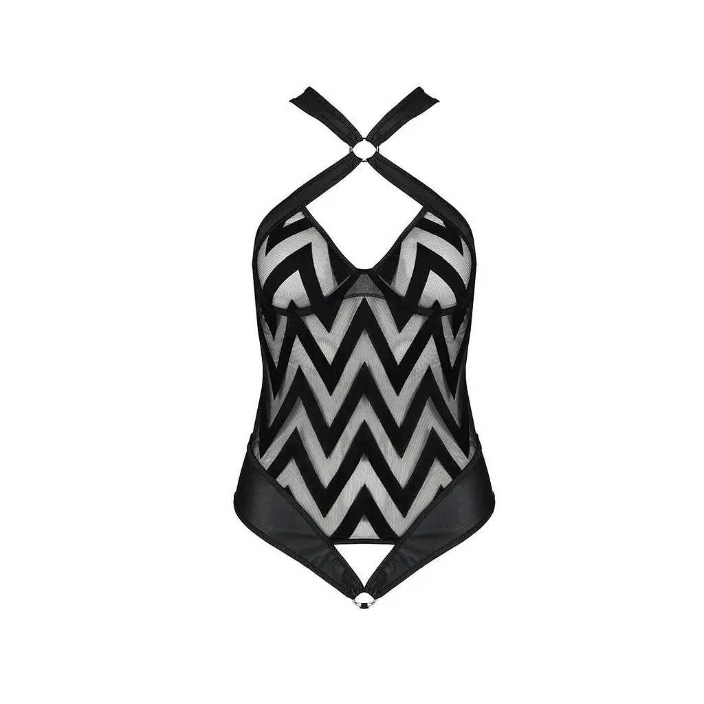 Сетчатый боди с халтером и ритмичным рисунком Hima Body black - Passion L/XL - фото 3
