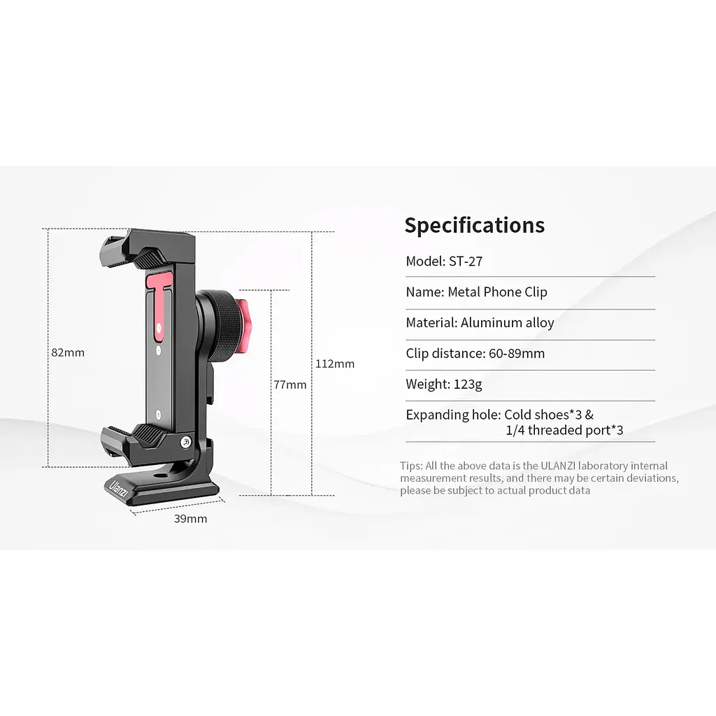 Тримач для телефону Ulanzi Vijim Metal Phone Clip UV-2476 ST-27 Black - фото 10