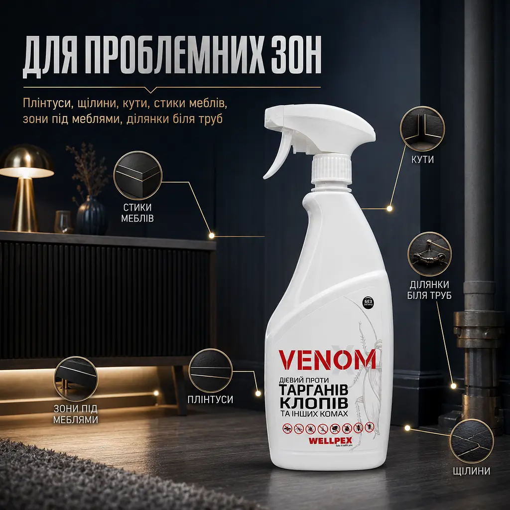Комплект від бліх для 2-кімнатної квартири Venom спреї+пудра Pudra - фото 12