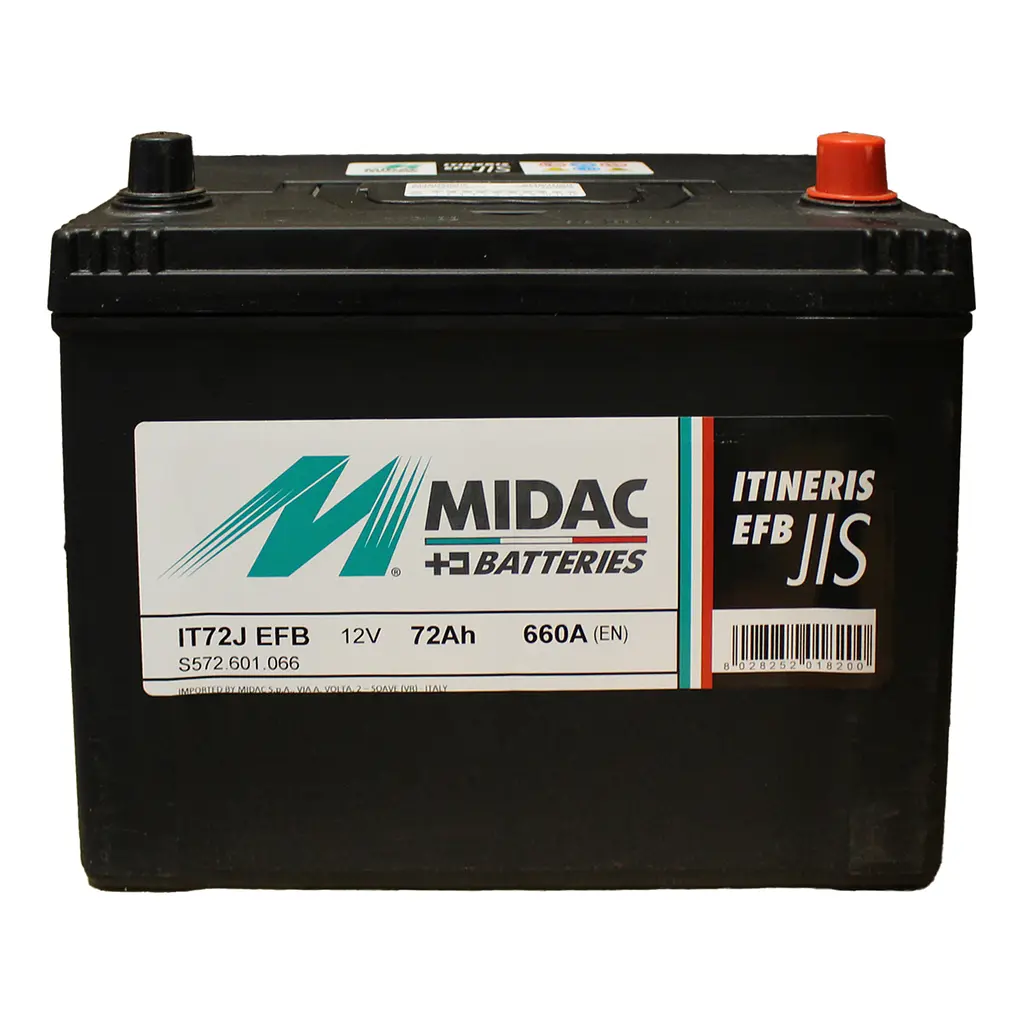 Аккумулятор 6СТ-72A MIDAC ITINERIS EFB- STOP & START Asia, 12V, 72Ah (-/+), EN660А - фото 2