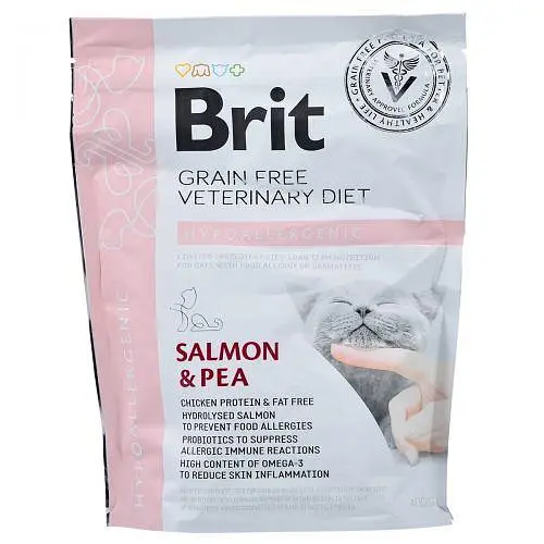 Сухий корм Brit GF VetDiet Cat Hypoallergenic для кішок, з харчовою алергією й нестерпністю, з лососем і горохом, 400 г - фото 3