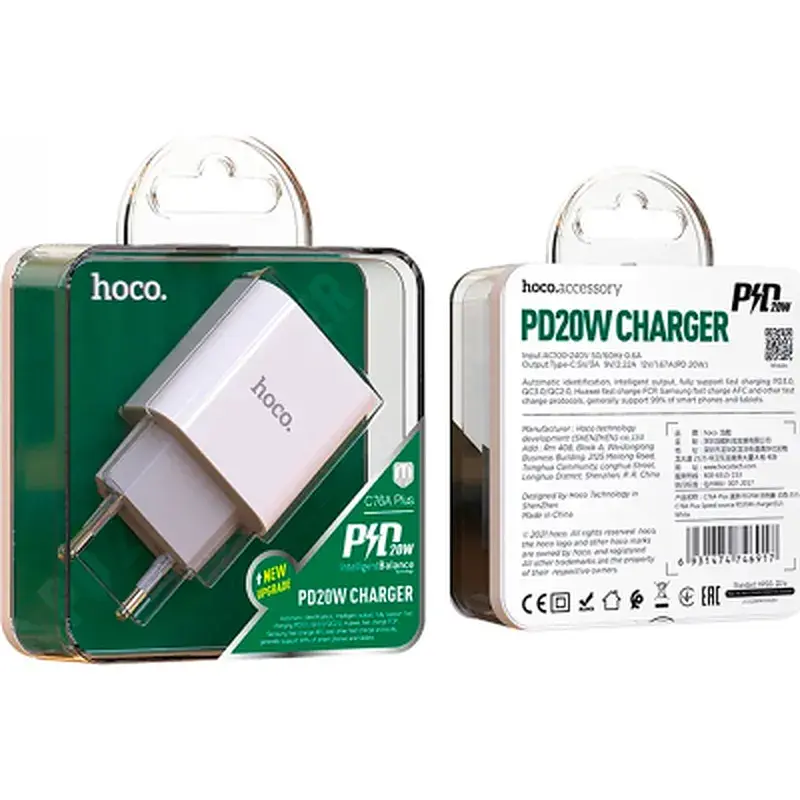 Зарядний пристрій HOCO C76A Plus Speed Source USB-C PD20W White (6931474746917) - фото 4