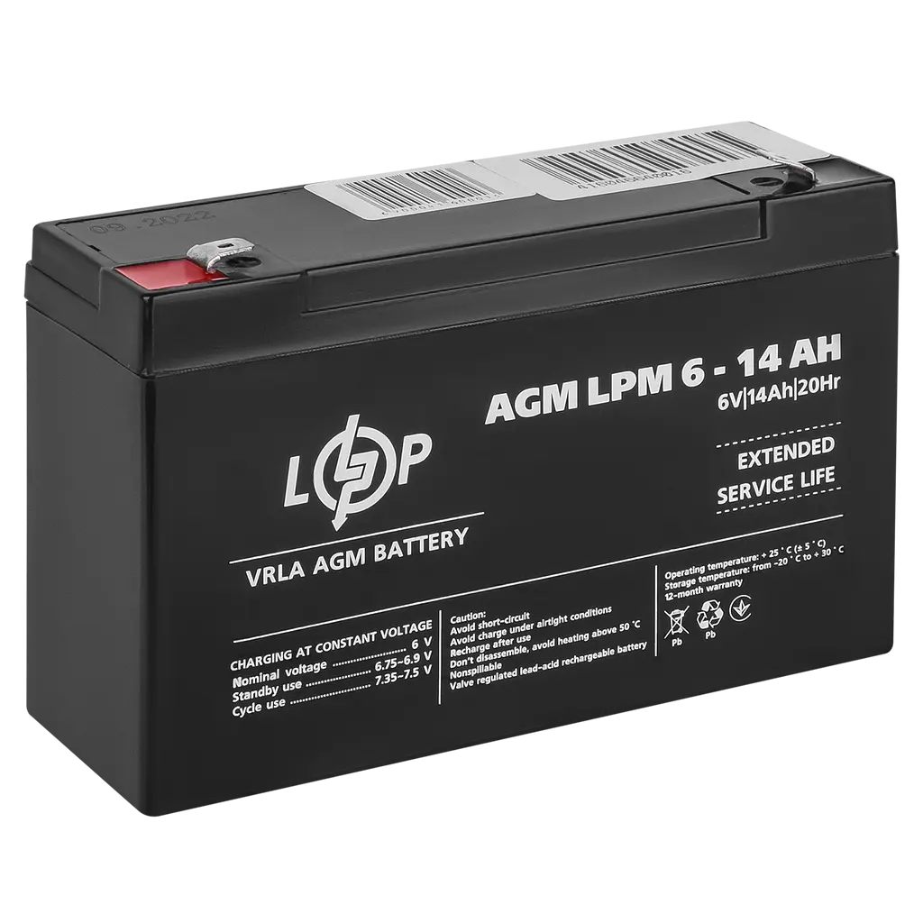 Акумулятор AGM LPM 6V - 14 Ah - фото 3