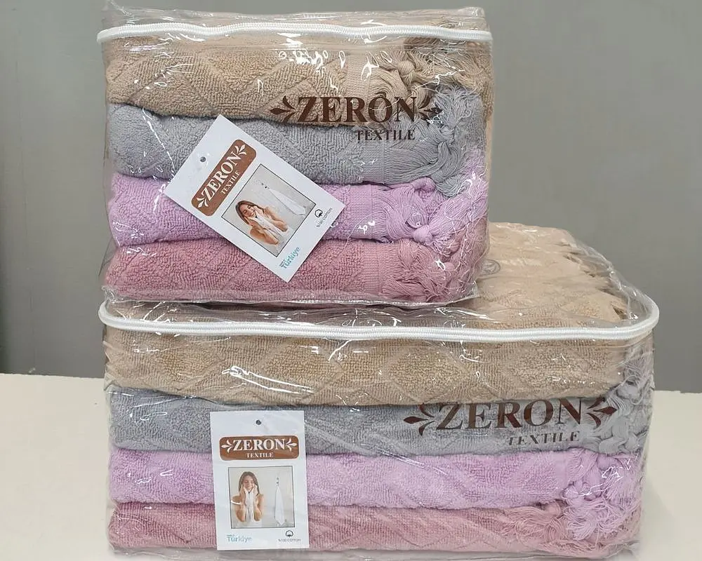 Набір турецьких махрових рушників Zeron 4 штуки Vip жакард Zerin 70х140 - фото 3
