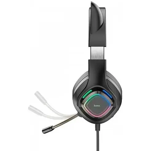 Навушники Hoco W107 Cute Cat Luminous Cat Ear Gaming Headphones чорно-зелені 6931474791269 - фото 4
