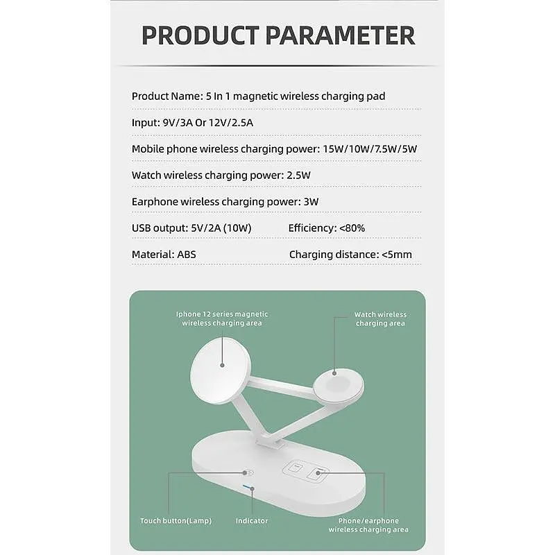 Зарядное устройство беспроводной 3in1 Magnetic wireless charger JYD-WC126 5-15W белый - фото 3