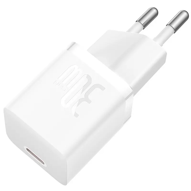 МЗП Baseus GaN5 Fast Charger (mini) 30W (1USB-C) + кабель Type-C to Type-C (P10110902) Moon White - фото 3
