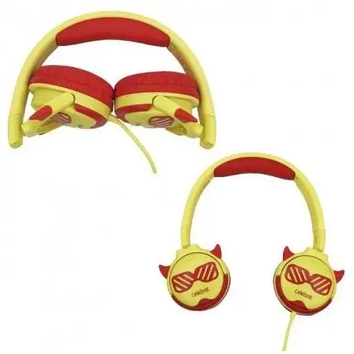 Наушники накладные детские Celebrat A25 3.5мм желто красные - фото 2