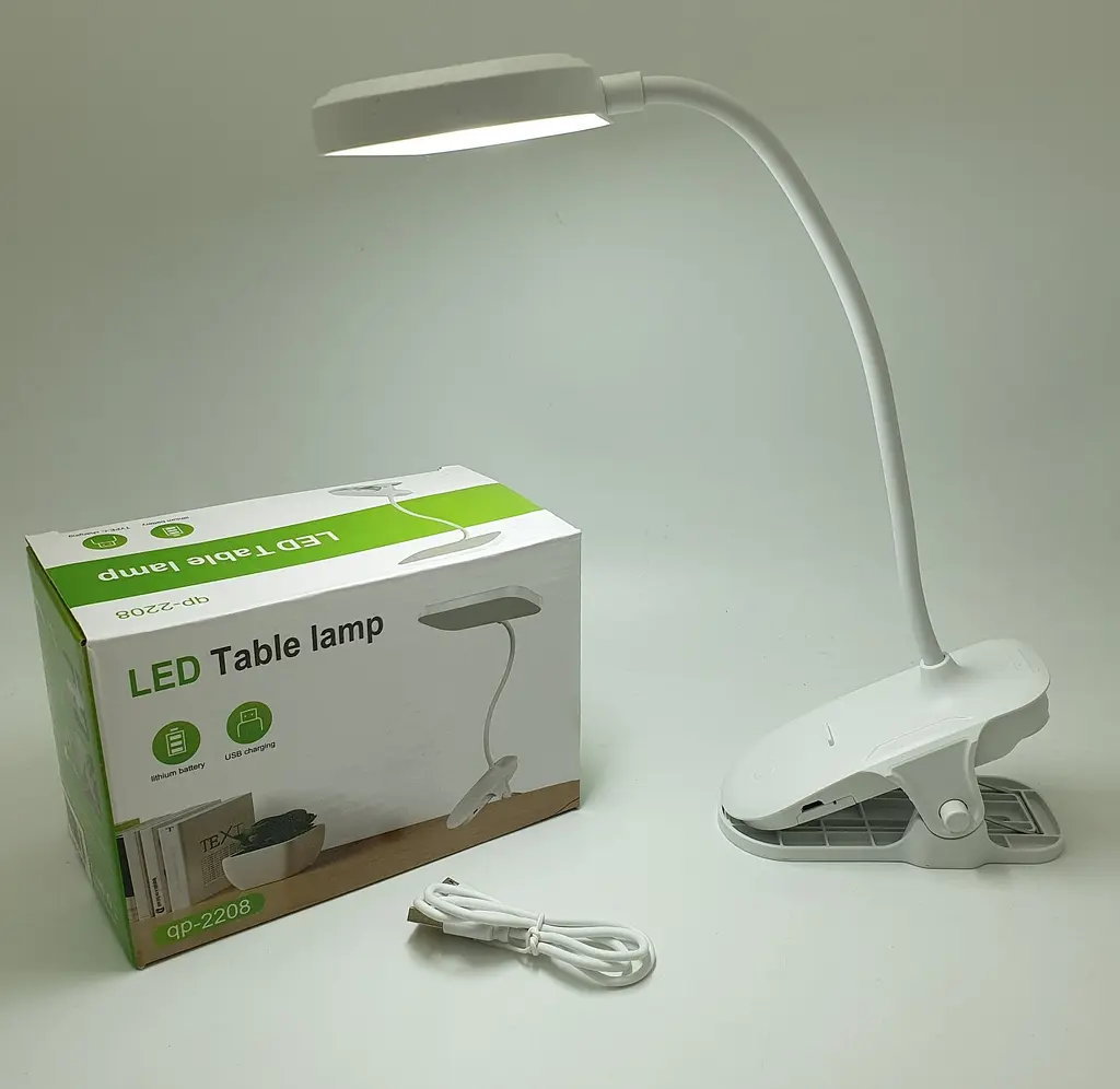 LED-лампа 4 W сенсорна світлодіодна гнучка 28 см настільна на прищіпці акумуляторна 1200 мА UKC 2208 біла - фото 2
