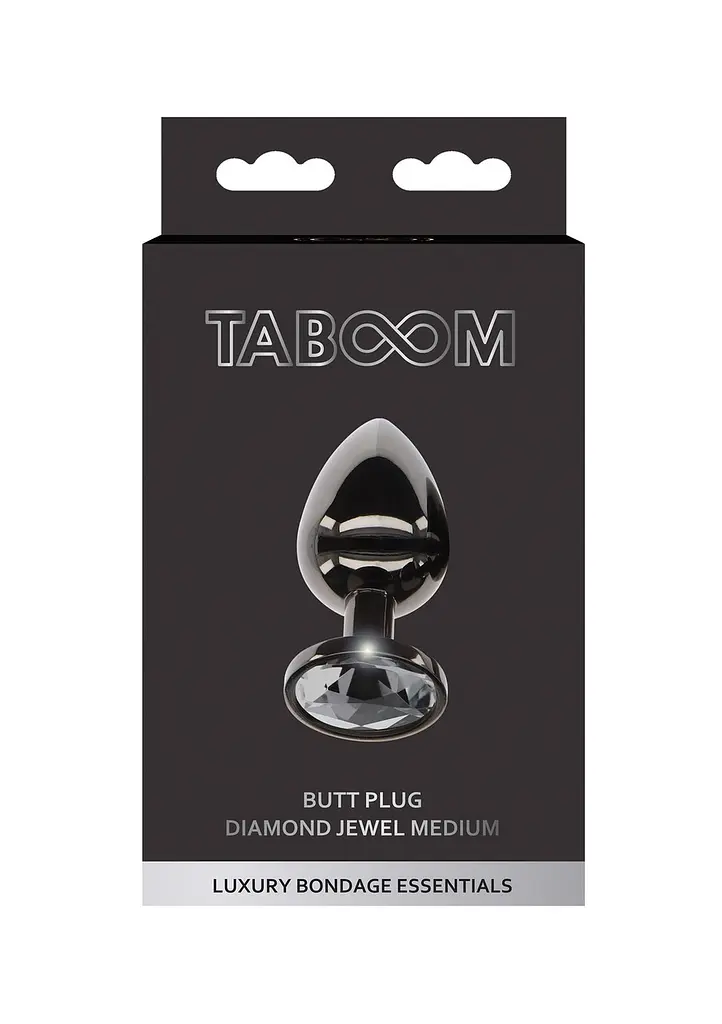 Анальна металева пробка M із чорним каменем Butt Plug With Diamond Jewel Taboom - фото 7