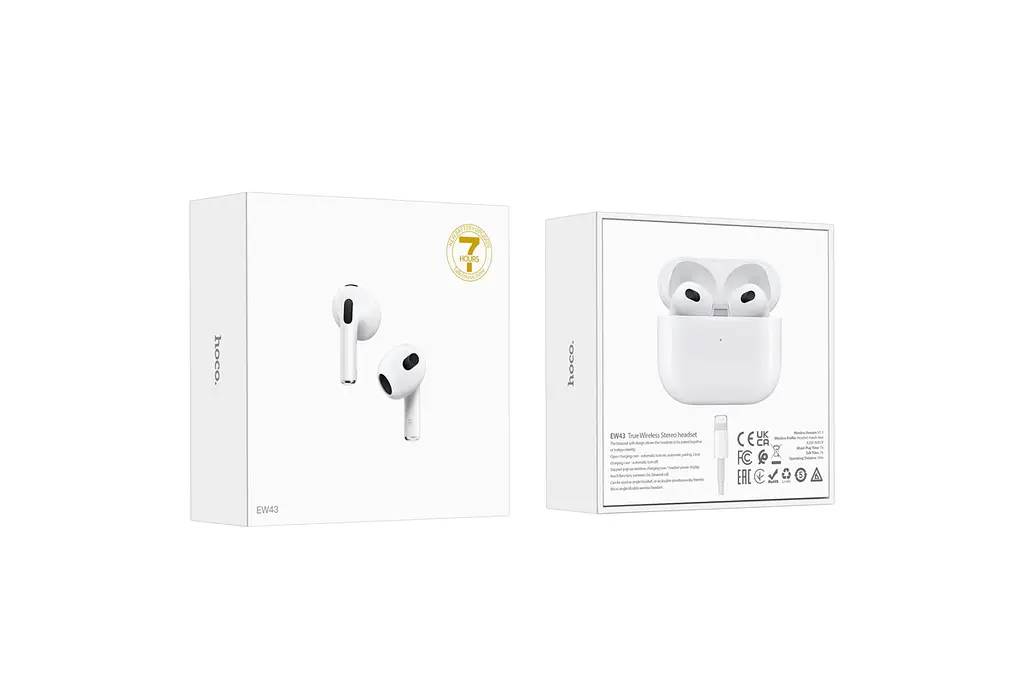 Беспроводные наушники Hoco EW43 TWS Bluetooth 5.3, с микрофоном белые - фото 4
