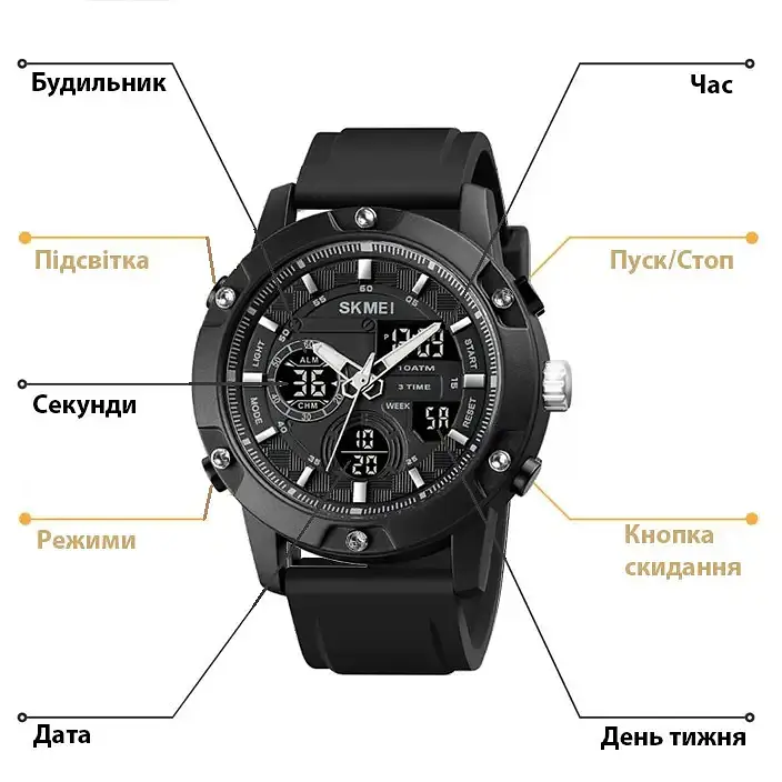 Мужские наручные классические часы Skmei 1757 Черный - фото 8