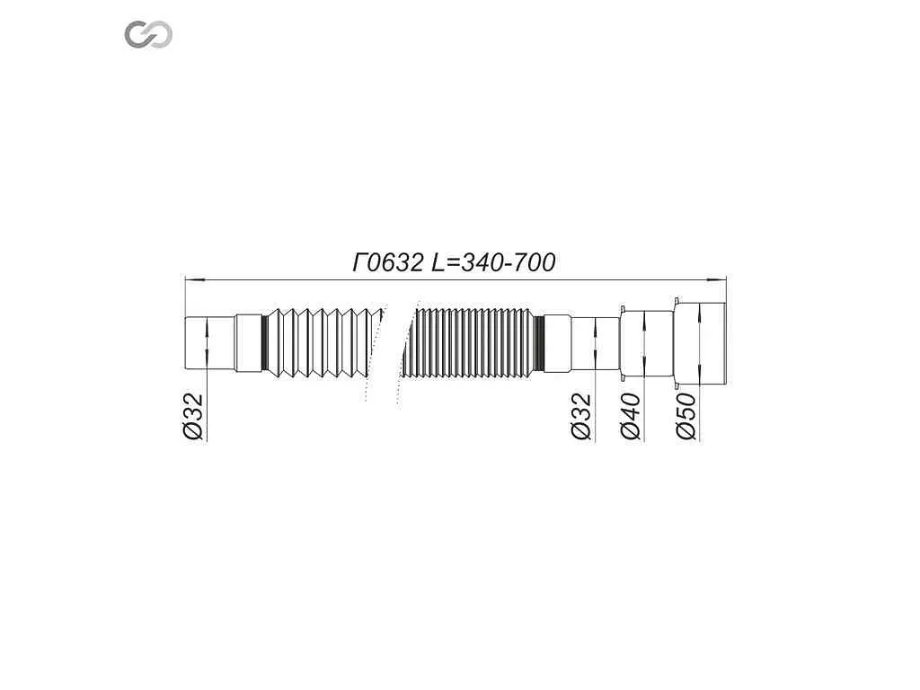 Гофросифон SOLOPLAST гнучкий складаний Ø32х32/40/50 Г0632 - фото 2