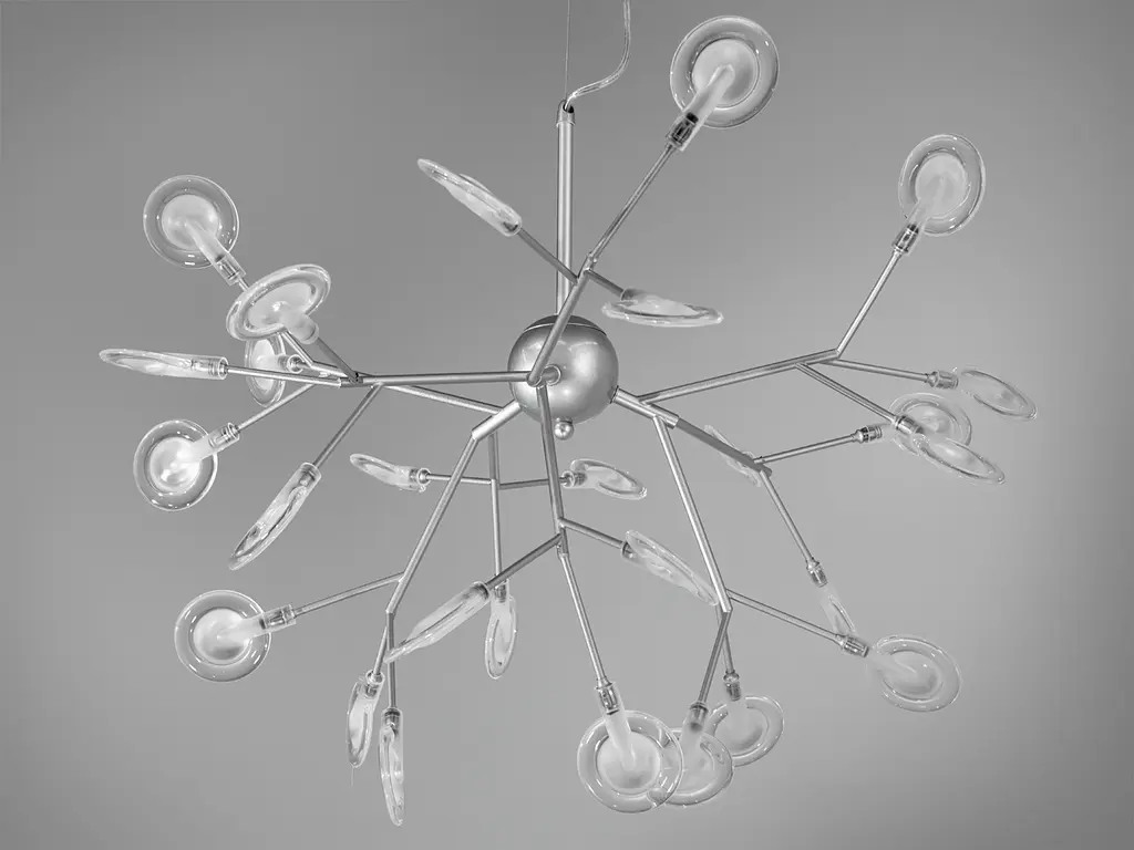 Уникальная, современная люстра подвес "Светлячок", 27 ламп, хром сатин - фото 3