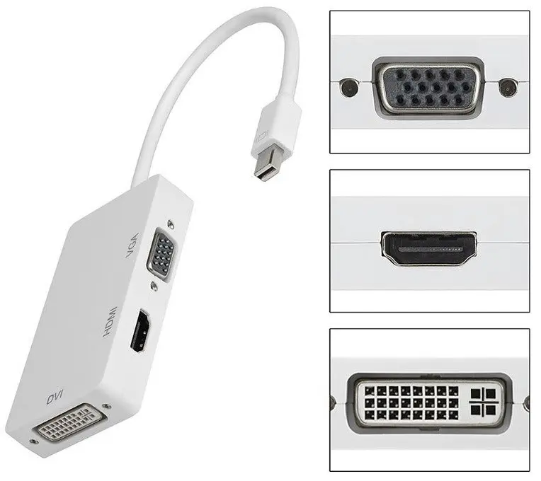 Перехідник mini DisplayPort M HDMI/VGA/DVI (24+5), FHD 1080p