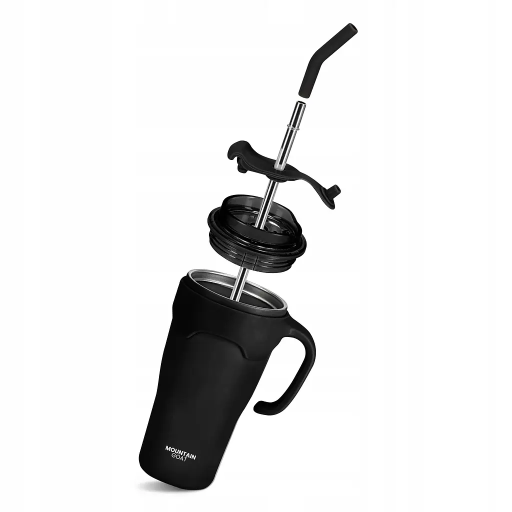 Термокухоль Mountain Goat зі соломинкою 0.65 л Black (P-5905973406123) - фото 4