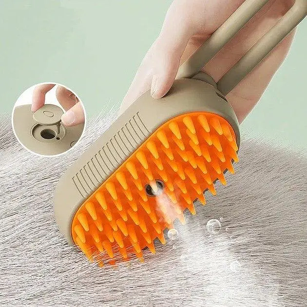 Парова щітка масажер з ручкою Steamy Brush, для сухого та вологого вичісування Сірий - фото 2