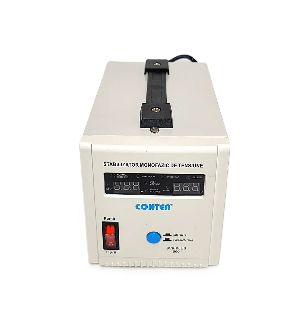 Стабилизатор напряжения релейный однофазный Conter SVR-PLUS 375 Вт 500ВА 230В 150-270В с сетевым фильтром 2 евророзетки LED - фото 3