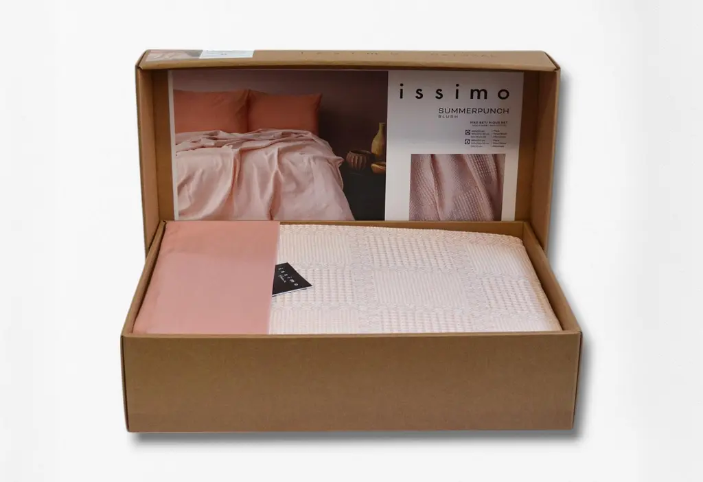 Постільна білизна з покривалом-піке Summerpunch Blush/простирадло на резинці Issimo Home pbe0051412 - фото 3