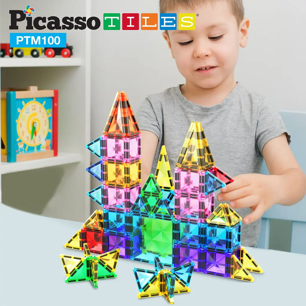 Конструктор магнитный Picasso Tiles Mini Diamond Series Set 100 деталей (PTM100) - фото 6