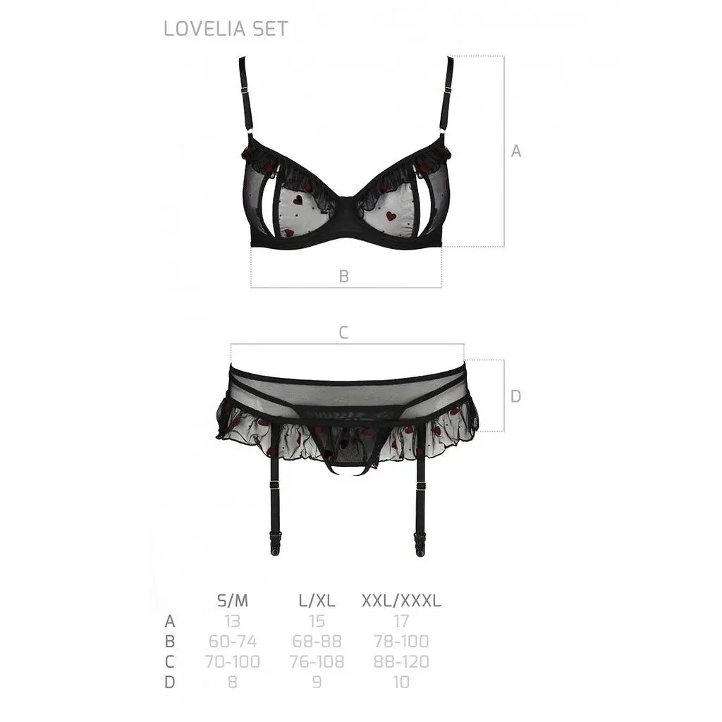 Сексуальний комплект з поясом для панчіх Passion LOVELIA SET L/XL, black - фото 7