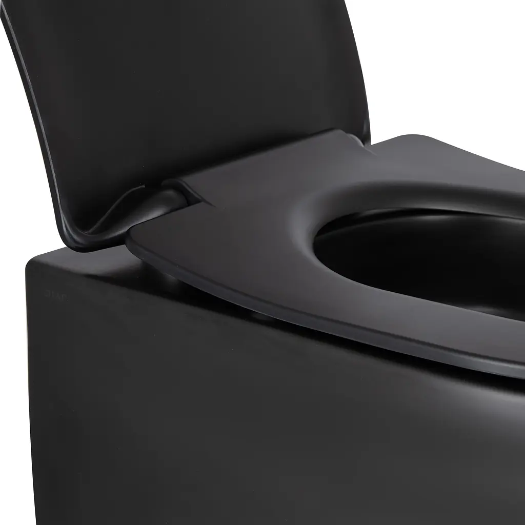Унитаз подвесной Qtap Taurus безободковый с сиденьем Soft-close QT2433084EUQMB, Черный матовый - фото 6