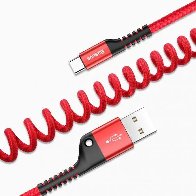 Кабель Baseus Fish Eye Spring Cable USB to Type-C 2A 1m CATSR-09 Red - фото 6