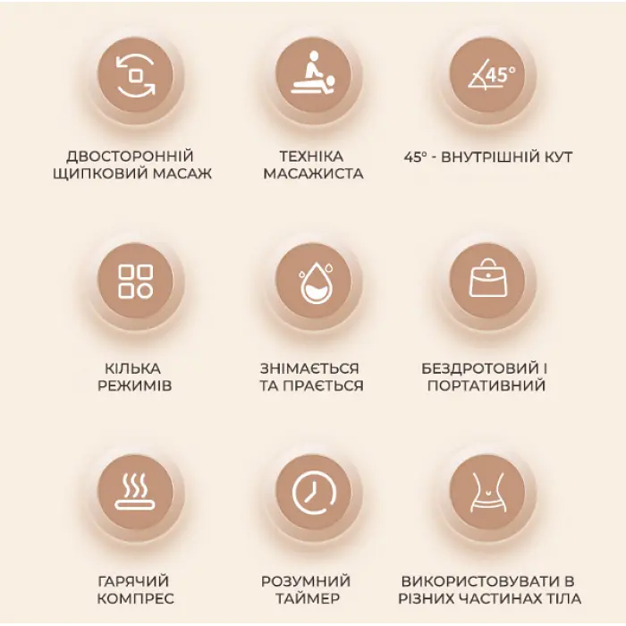 Вібромасажер акумуляторний для шиї та спини, електро масажер з підігрівом для комірної зони JBY-820 - фото 9