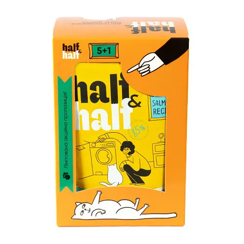 Набор влажных кормов Super Cat Half&Half «5+1» для взрослых кошек, кусочки с лососем в желе, паучи, 6 шт*100 г - фото 2