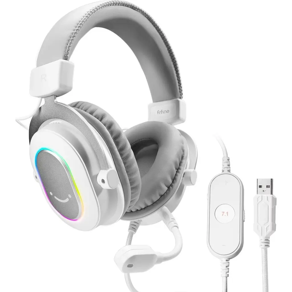 Ігрові навушники Fifine H6 RGB 7.1 White [113870] - фото 3