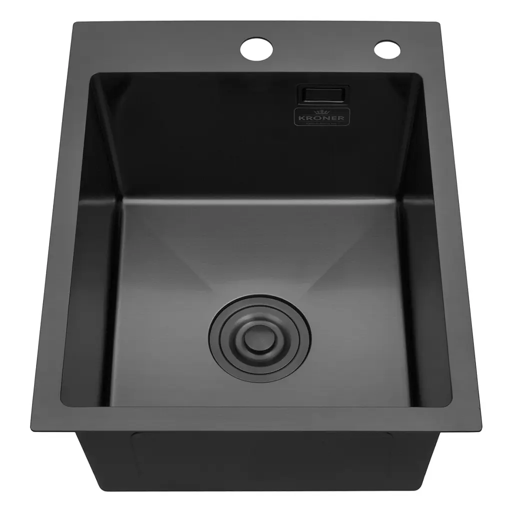 Кухонна мийка Kroner KRP PVD Schwarze - 4050HM (3,0/1,0 мм) (CV035374) - фото 2