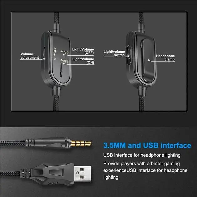 Проводная игровая гарнитура Onikuma Gaming with LED K8, USB, 3.5mm, 2.2m, Camouflage-White - фото 9