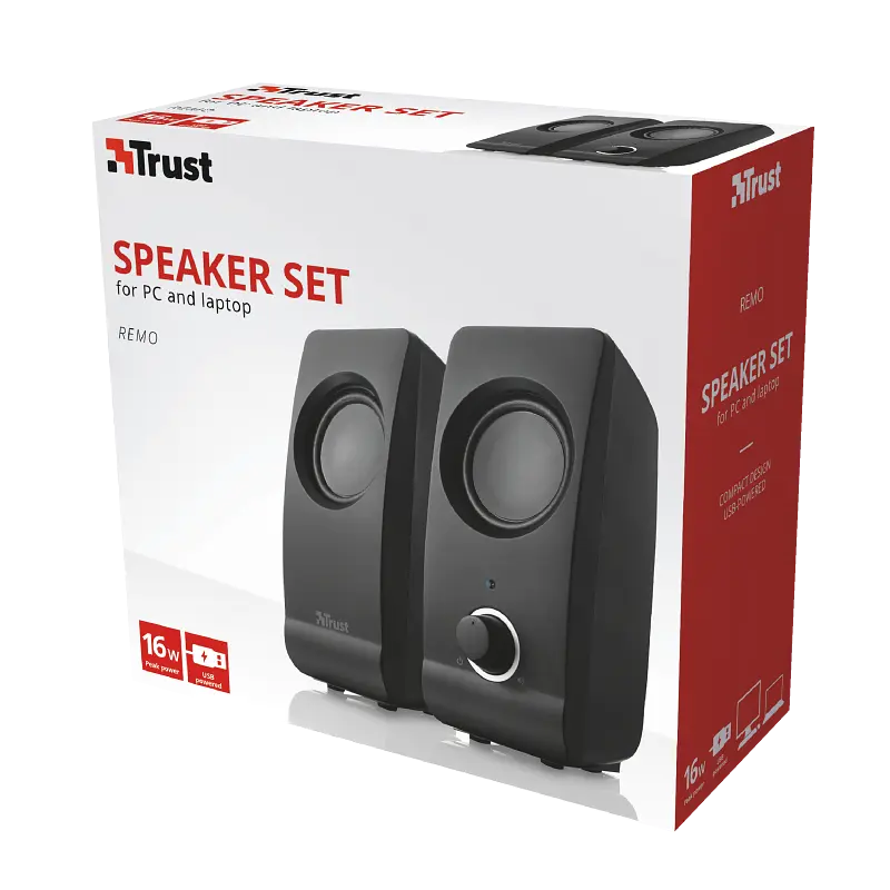 Колонки 2.0 Trust Remo, Black, 8W, працює від USB, регулятор гучності на передній панелі (17595) - фото 3