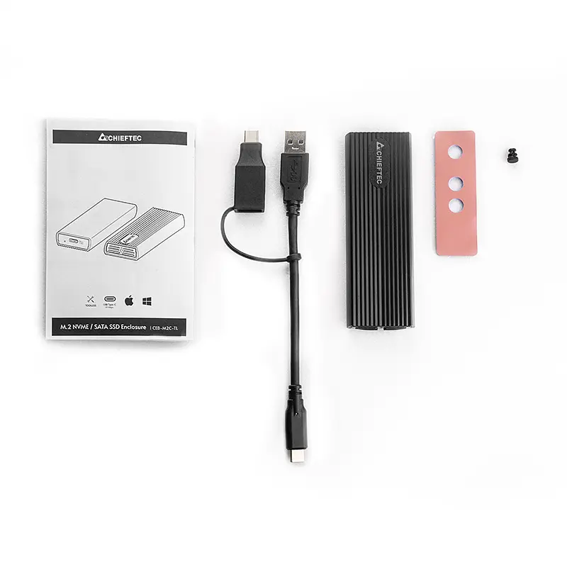 Корпус для M.2 NVME/SATA SSD CHIEFTEC CEB-M2C-TL, aluminium,USB 3.2 Gen2 Type-C, Black, RETAIL - фото 5