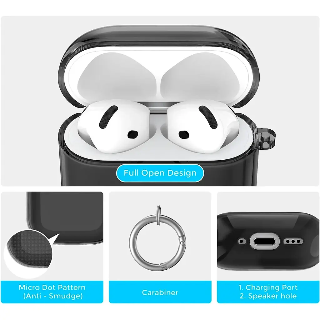 Чехол AhaStyle Transparent TPU Silicone Case для AirPods 4 Black [133819] - фото 2