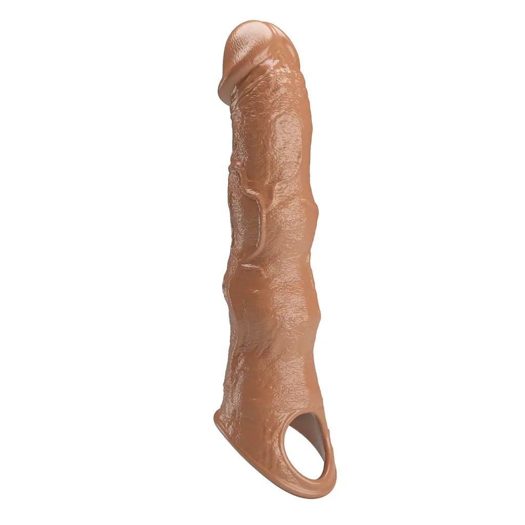 Насадка на пеніс Pretty Love Extension Penis Sleeve Blocks, 28 см (коричневий) - фото 6