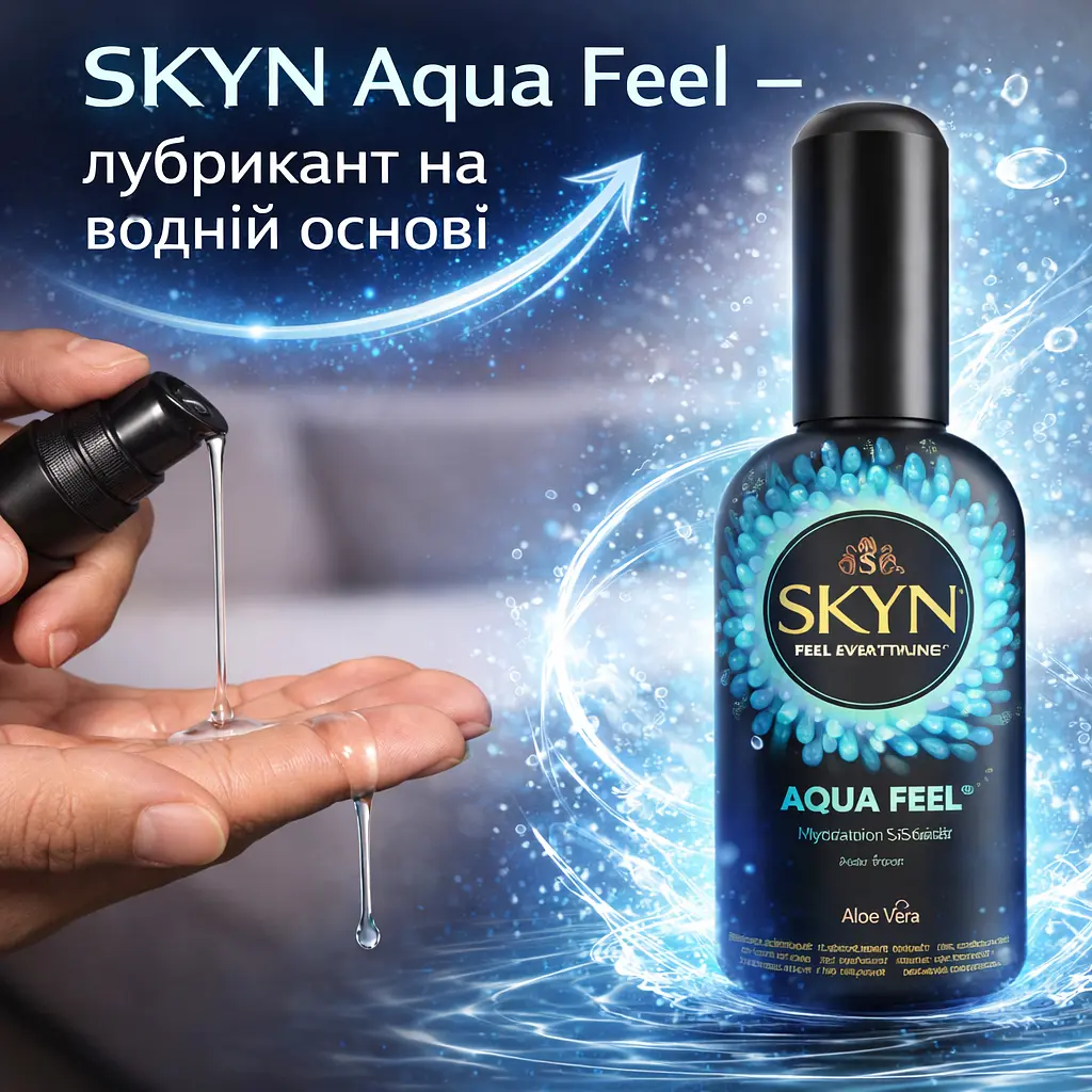 Лубрикант SKYN Aqua Feel 80 мл на водній основі з Алое Вера та вітаміном Е, зволожувальний інтимний гель без запаху