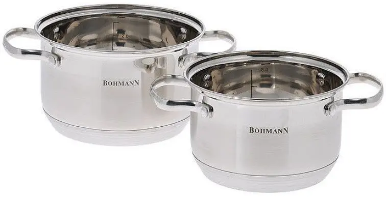 Універсальний набір каструль з кришками Bohmann BH-1902 2 каструлі з нержавіючої сталі - фото 2