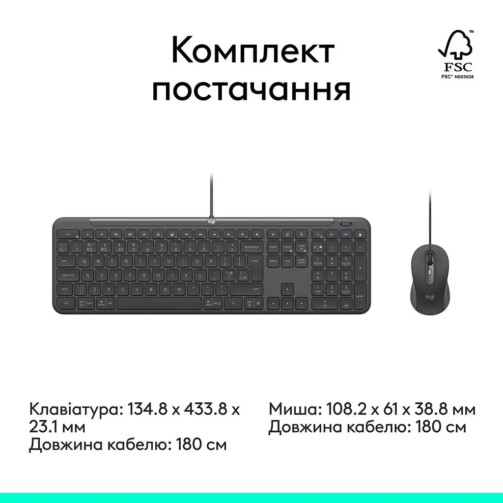 Комплект (Клавіатура та Миша) Logitech Signature Slim MK620 Wired Combo for Business Graphite - фото 3
