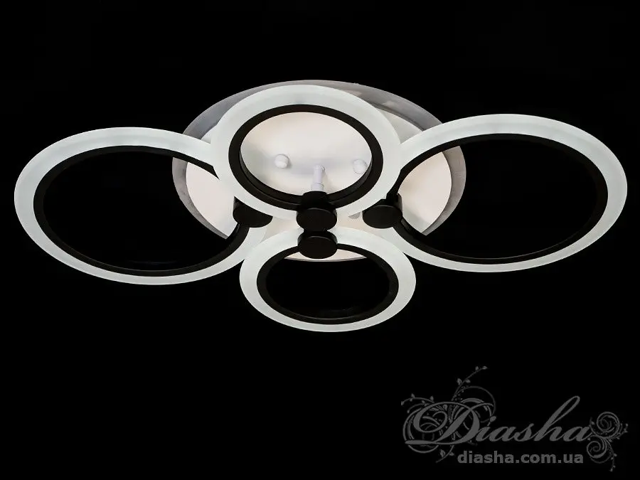 Люстра стельова LED Diasha A8022/4BK, 60W, 3200K-6500K, акрил, чорний метал, сучасний стиль для дому - фото 5