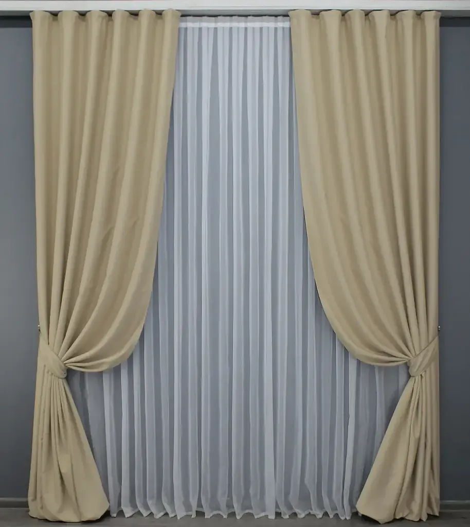 Комплект штор VR-Textil Midnight блекаут 2 шт 150x290 см кремовий (1222ш) - фото 2