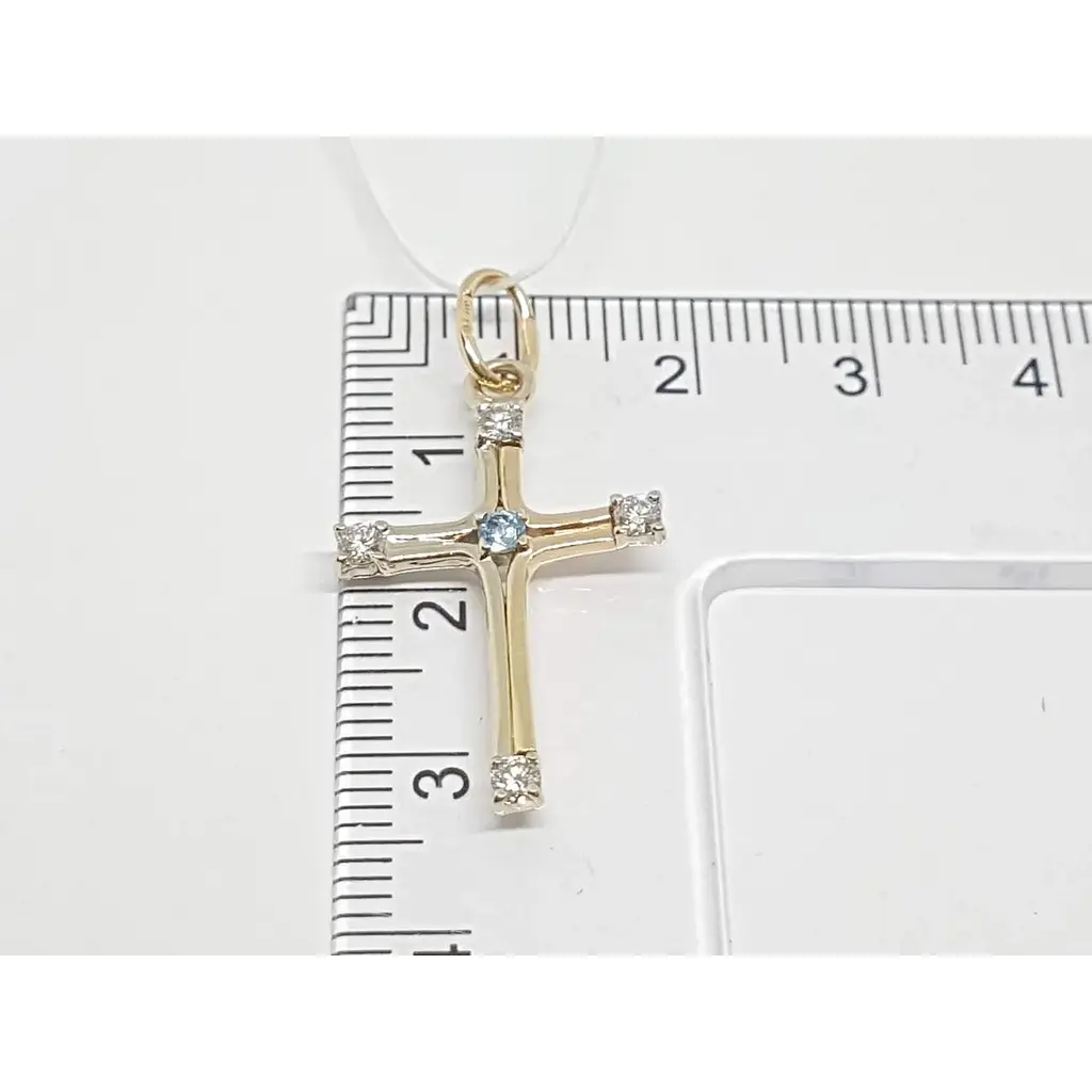 Золотий хрестик Гаразд з діамантами і топазом. 3041624 - фото 5