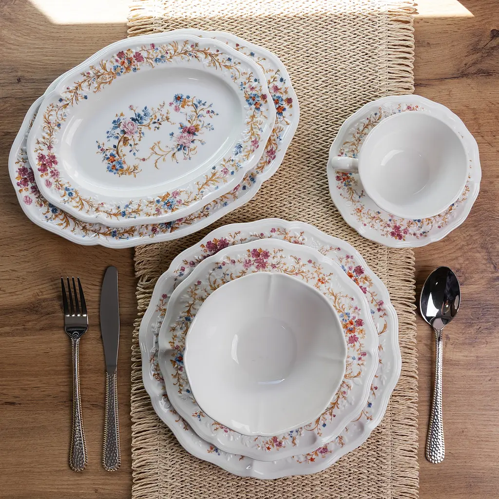 Столовий фарфоровий сервіз Vintage 32 предмети на 6 персон Yiwu ALS-32PCS - фото 2