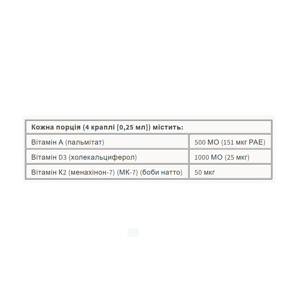 Vitamin K2+D3+A 50 mcg/1000 IU/500 IU - 30ml - фото 2