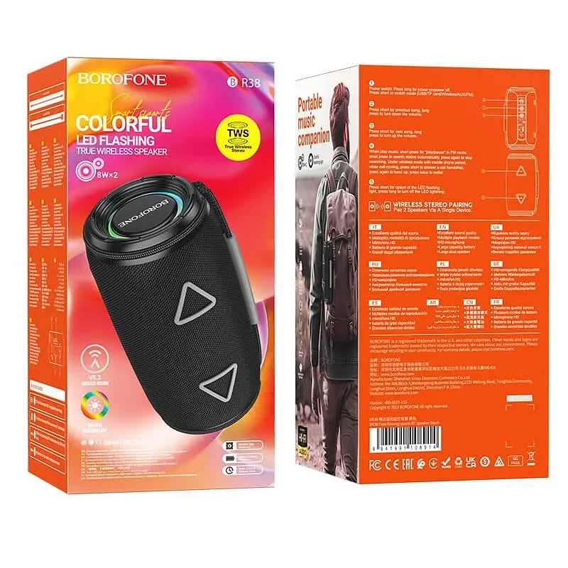 Портативна bluetooth колонка Borofone BR38 Free-flowing sports BT speaker чорний - фото 2