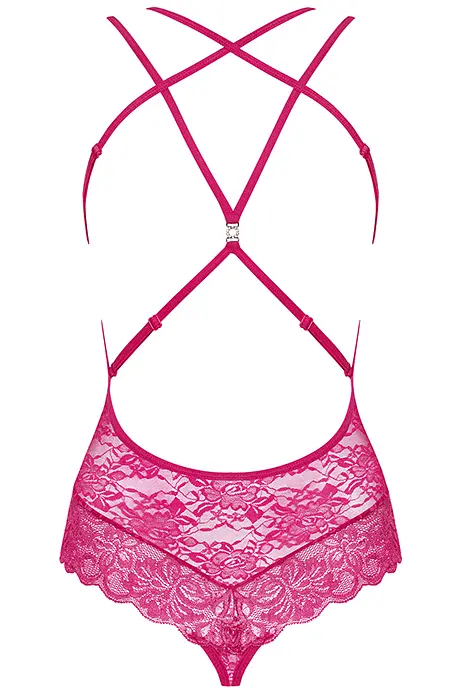 Боді Obsessive 860-TED-5 (Малиновий, S/M) Obsessive 85715 96904 - фото 4