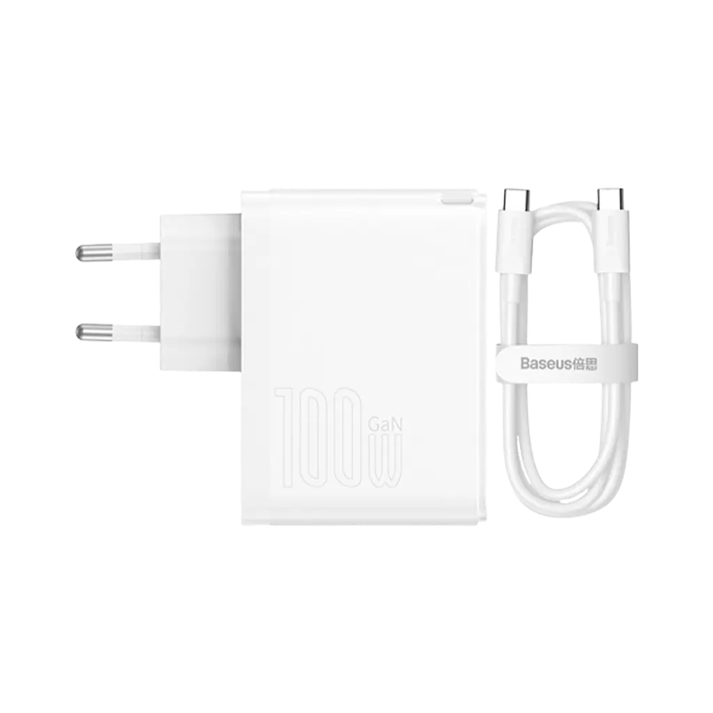Мережевий зарядний пристрій Baseus GaN5 Pro 2 порта, USB + Type-C 100W Белый (CCGP090202) - фото 3